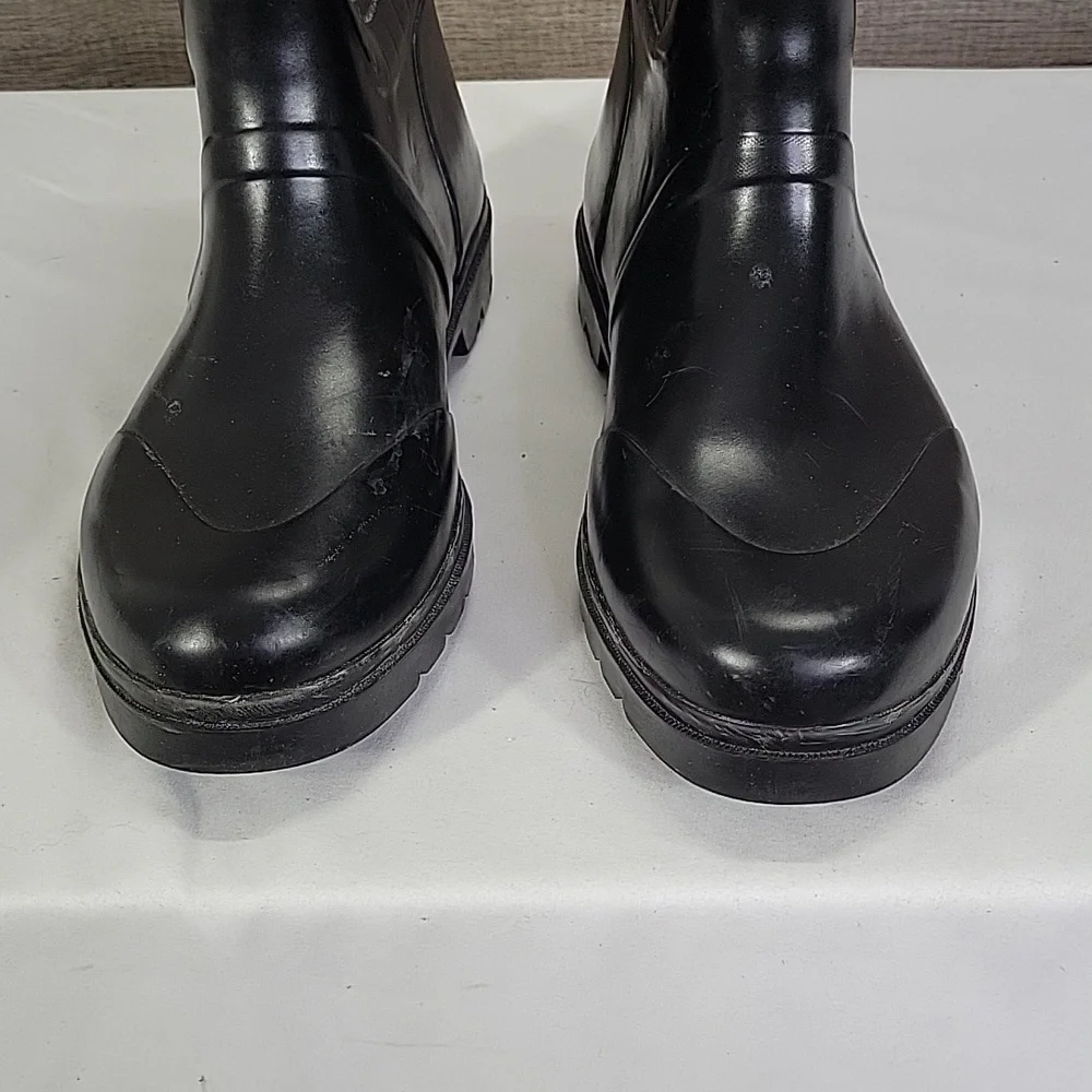 Womens Michael Kors Black Exotic Print Rain Boots Size 9